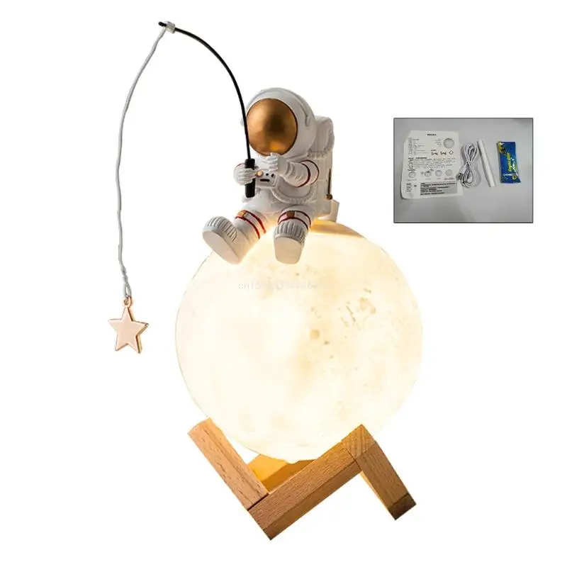 

Dropship LED Night Light Moon Light with astronaut Ornaments Resin Material Dimmable Great for Children Friends Birthday Day