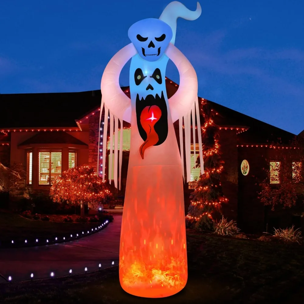 Halloween Inflatable Blow Up Decorations, 12FT Giant Terrible Spooky Ghost, Built-in LEDs for Holiday Party