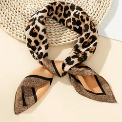 Classic Women Leopard Print Scarf Fashionable Bandana Thin Breathable Sun Shawl Elegant Style Windproof Head Wrap Square Scarves