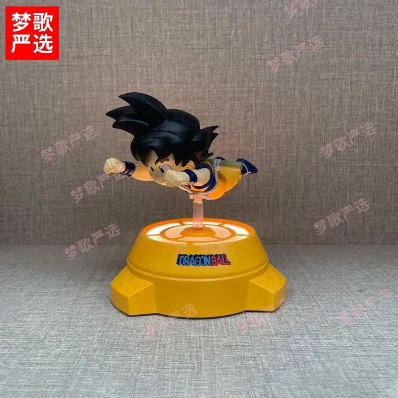 New 14CM Dragon Ball Son Goku Anime Figures Goku Rotate Night Light Figurine PVC Statue Desktop Room Collection Model Toys Gifts