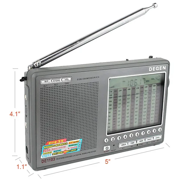 2022 New Original Degen DE1103 Radio FM SW MW LW SSB Digital World Receiver & Extern al Antenna Radio FM new DSP version