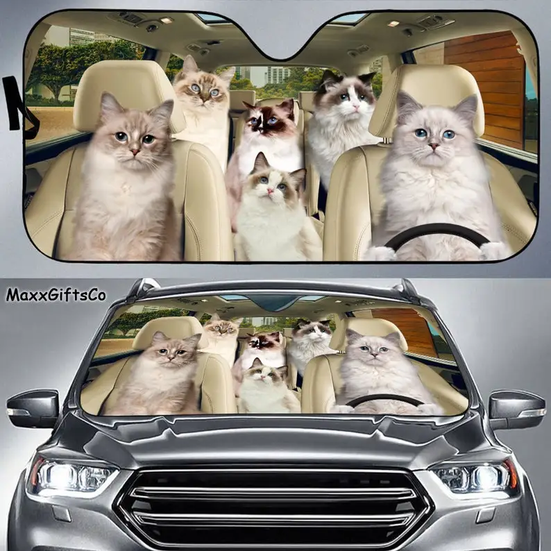 

Ragdoll Cat Car Sun Shade, Ragdoll Cat Windshield, Ragdoll Cat Family Sunshade, Cat Car Accessories, Car Decoration, Gift For Da