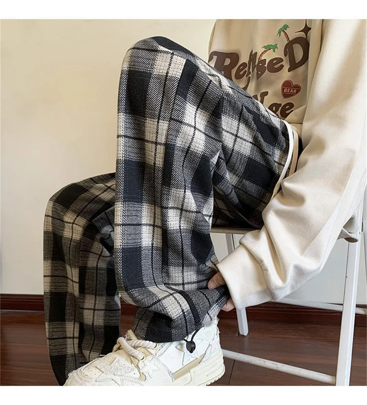 سراويل فضفاضة منقوشة للرجال ، كبيرة الحجم ، أرجل واسعة ، عصرية ومتعددة الاستخدامات ، سراويل زوجين كورية غير رسمية ، أزياء الصيف #2