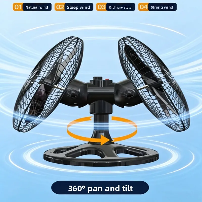 Commercial Double-Head Oscillating Floor Fan with Cooling 360° Rotating Powerful Electric Dual-Sided High-power Industrial Fans