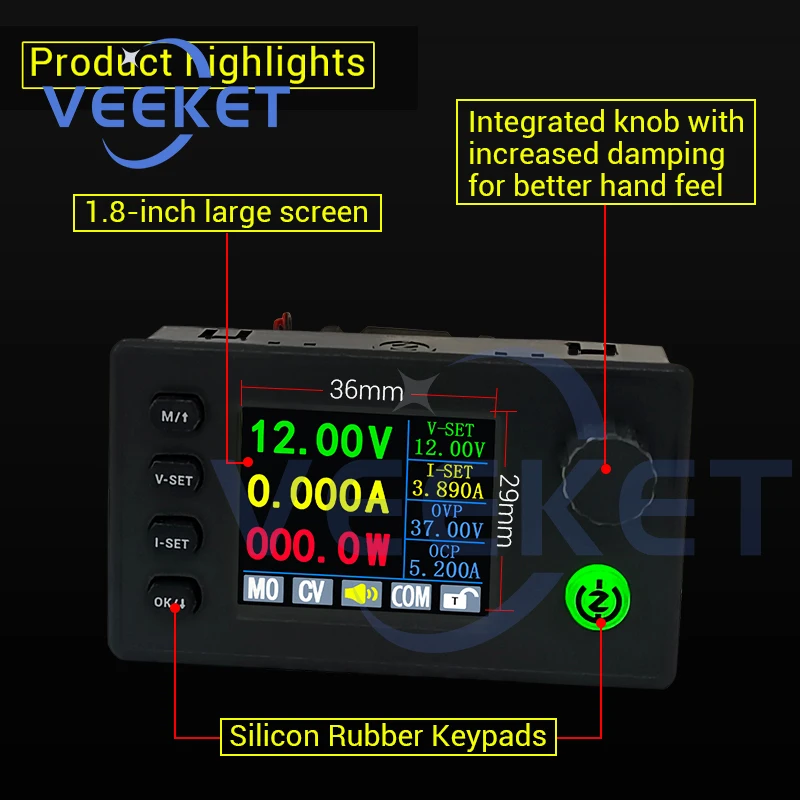 SK150C 1.8 Inch Color Screen 150W DC Voltage Regulator 7-36V