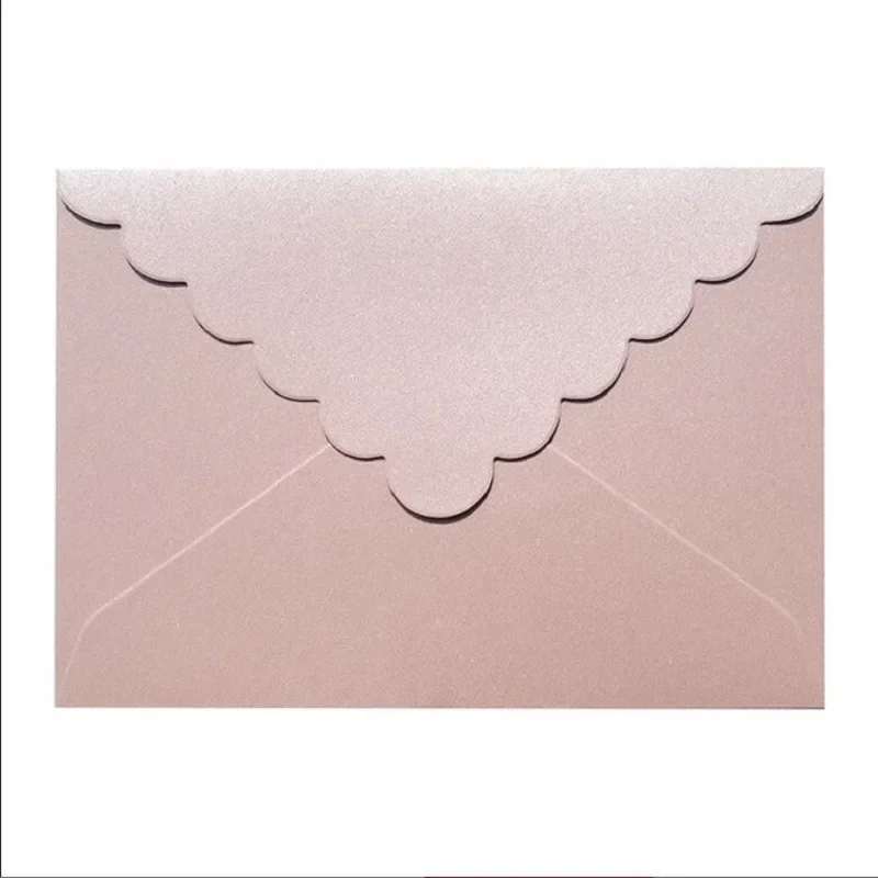 10pcs Pearlescent Envelope Pure Color Wave Pattern Triangle Red Pink Card Christmas Gift Party Supplies Student Stationery