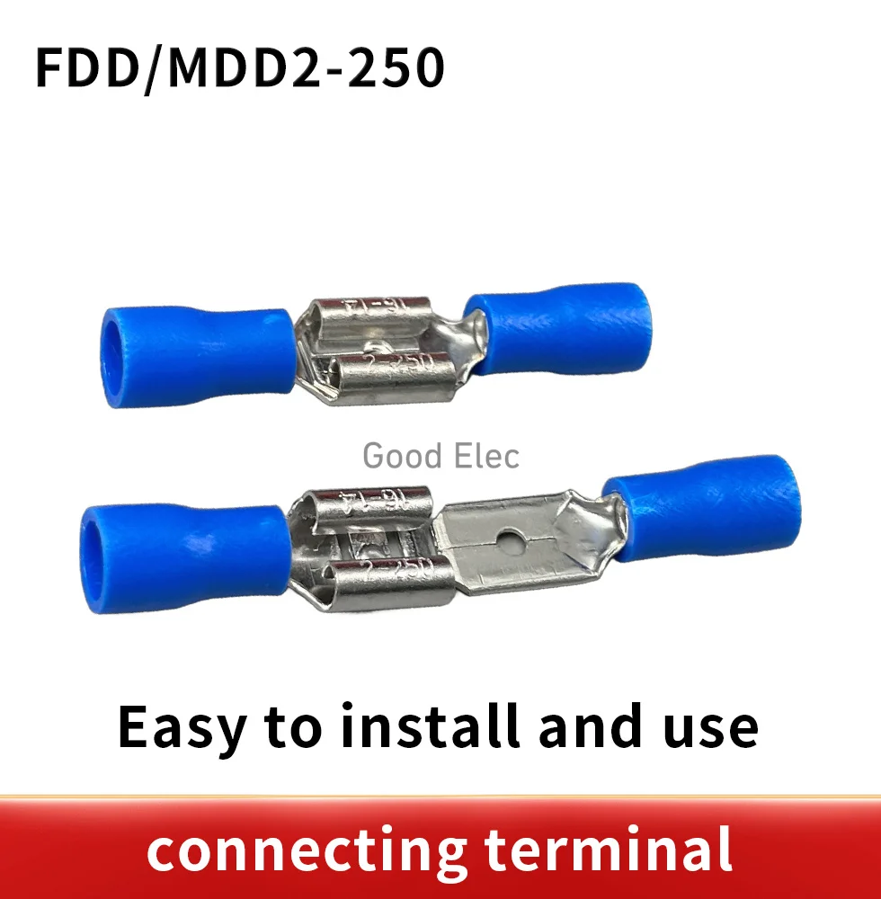 MDD2.25-250 FDD2.25-250 Female Insulated Electrical Crimp Terminal for 1.5-2.5mm² Connectors Cable Wire Connecto FDD2.25-250 FDD image 2