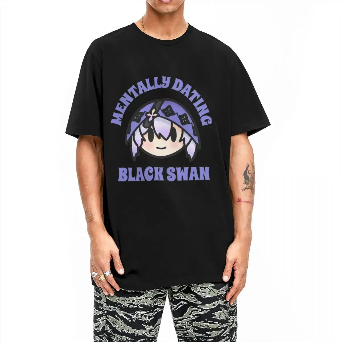 

Honkai Star Rail Mentally Dating Black Game T-Shirt Streetwear T-Shirts Cotton Tee Shirt For Men's Short Sleeves Custom Tees