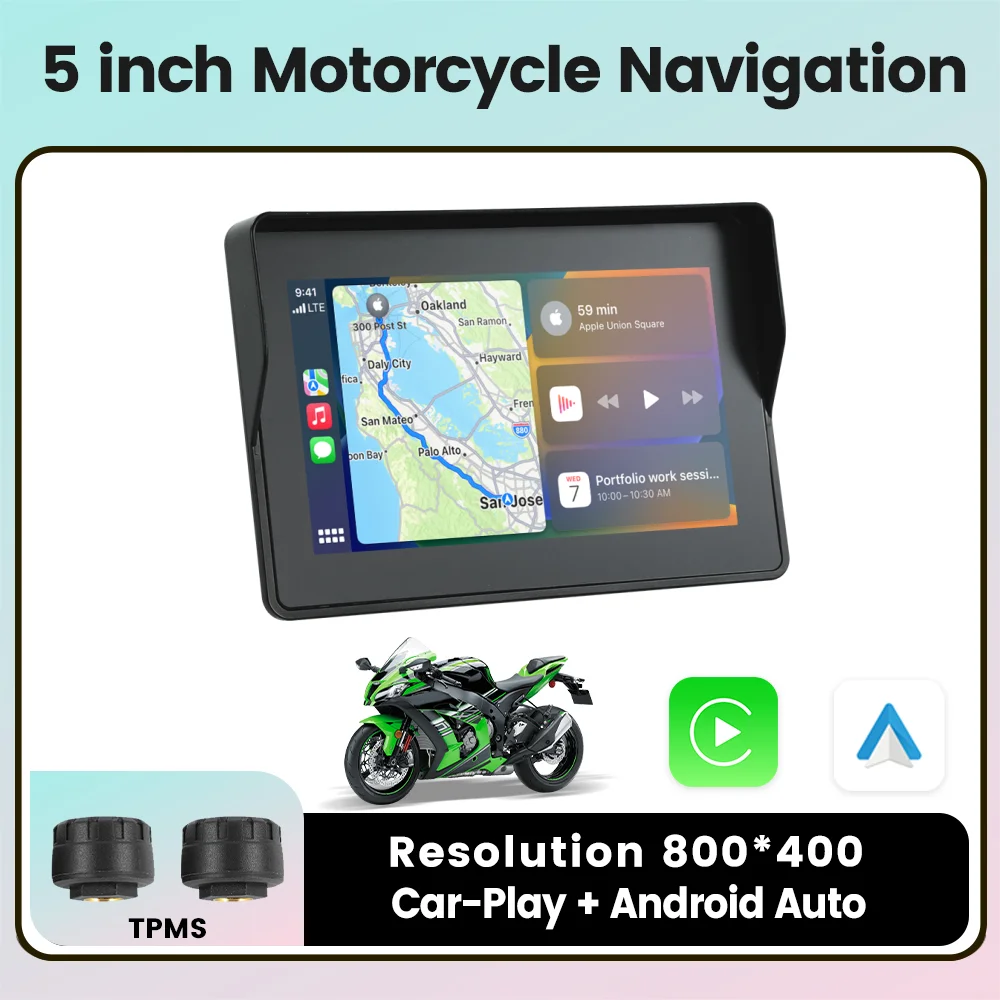 

Navifly 5" Motorcycle Navigation GPS Wireless CarPlay Android Auto Portable Moto IP67 Waterproof Motorcycle Display Screen WIFI