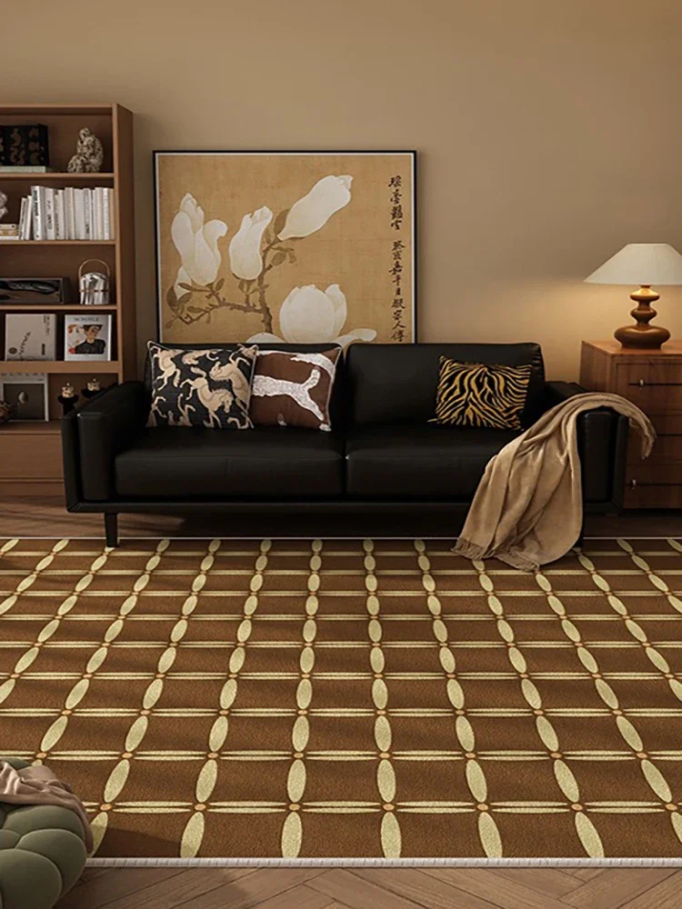 Modern Medieval Style Chessboard Living Room Carpet Retro Bedroom Bedside Rug Home Decoration Sofa Coffee Table Easy Care Mat IG