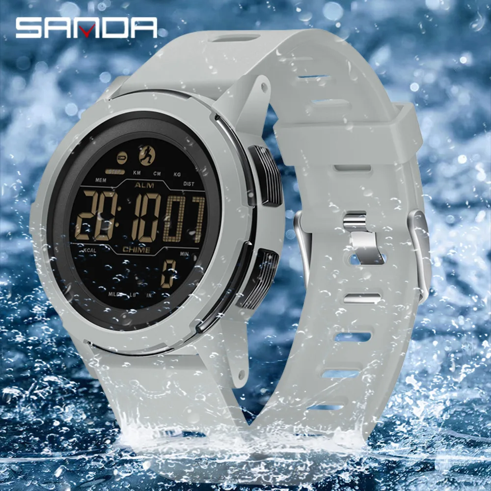 

SANDA Top Men Watches Sports Pedometer Calories 50M Waterproof LED Digital Electron Wrist Watch Relogio Mascuo