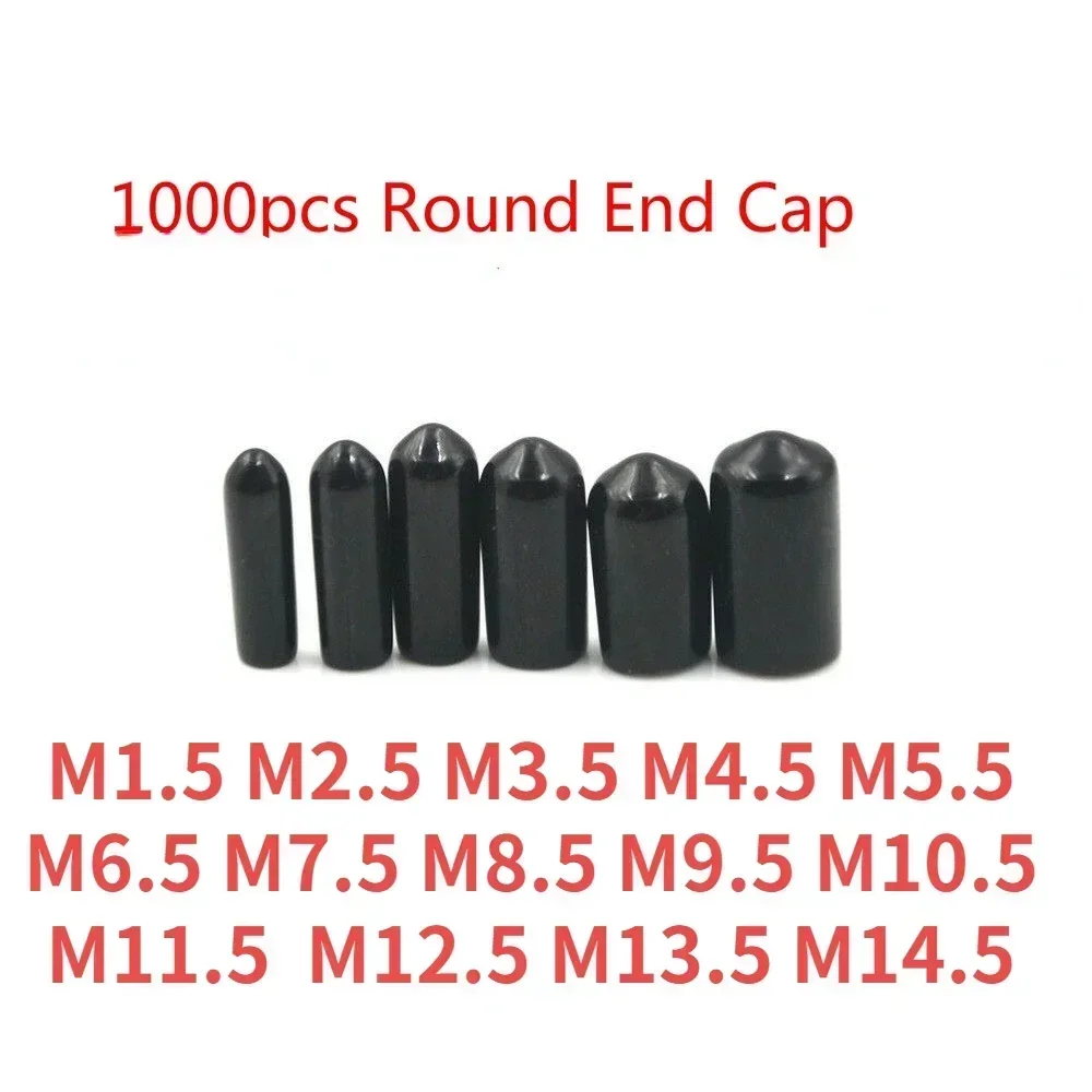 2000pc M8.5 Round End Cap Screw Cover Rubber Tube Hub Thread Protector Push-fit Caps for Pipe