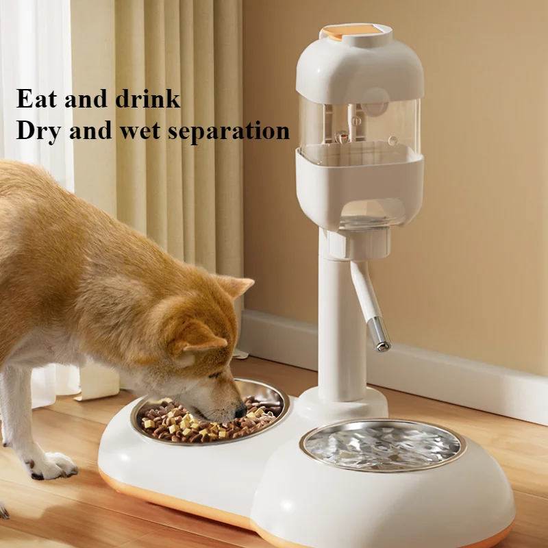 Alimentador dispensador de água para animais de estimação Tigela de aço inoxidável com altura ajustável água automática para cães e gatos contra derramamento