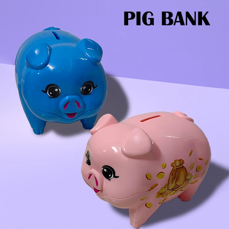 Pig Piggy Bank Coin Cash Banknote Saving Money Box Cute Plastic Pig Piggy Bank for Girls Boys Adults Practical Birthday Gifts