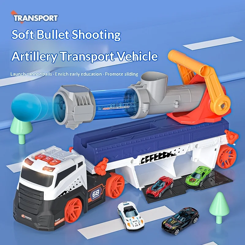 Kids City Catapult Cannon Delivery Truck Missile Launching Convertible Track Big Storage Toy Vehicle For Boysoutdoor Indoor Play