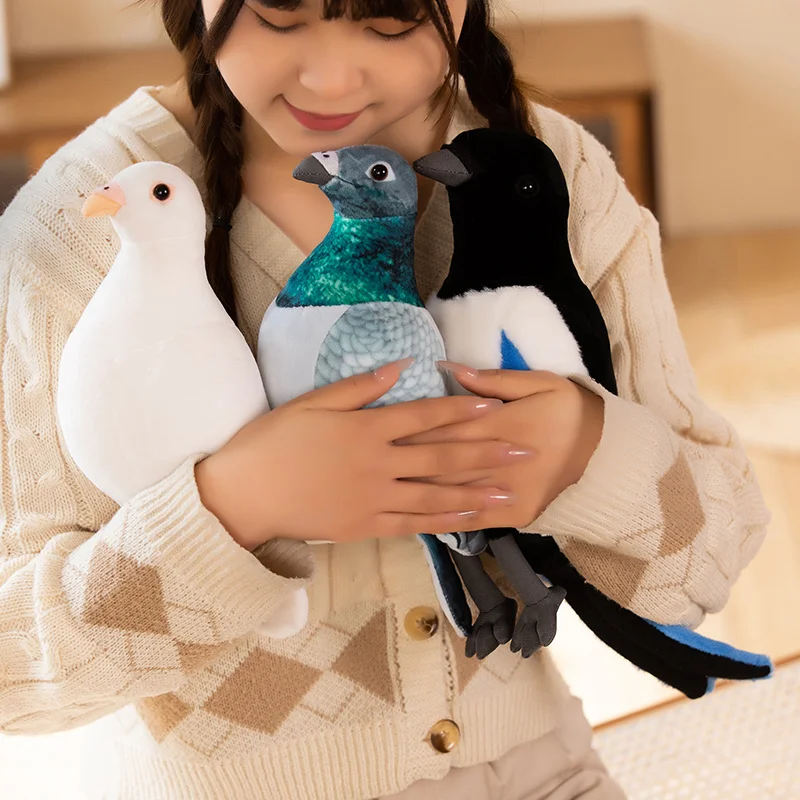 Simulation Pigeon Plush Kawai Peace Dove And Magpie Cartoon Birds Lifelike Stuffed Animals Doll Children Gift Home Decratied Kid