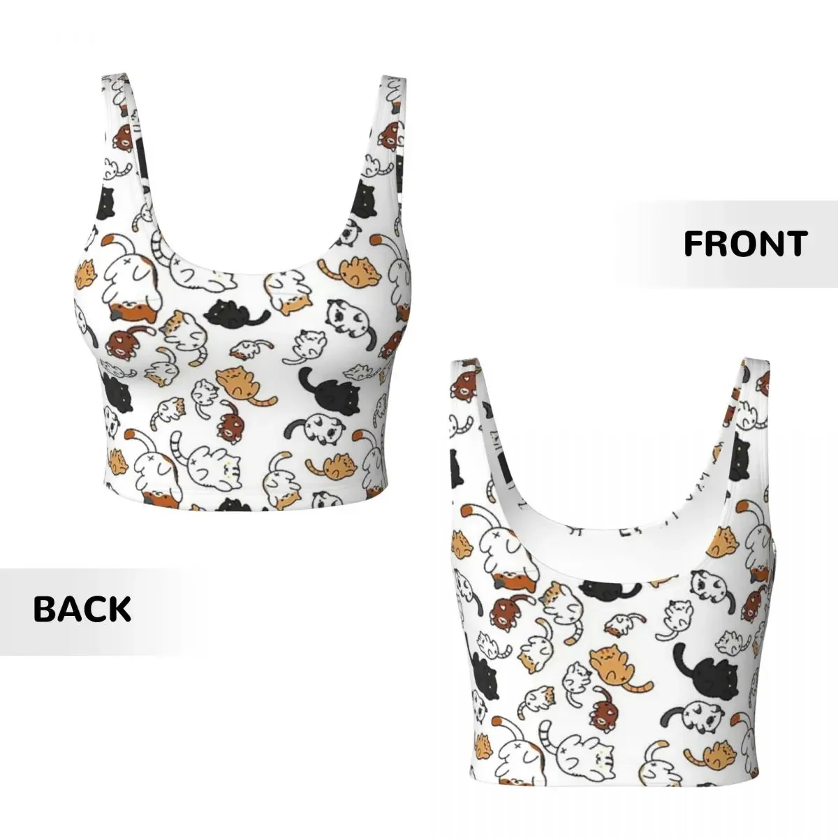 Custom Neko Portals Neko Atsume Cats Women Sports Vest Bra Gym Workout High Impact Yoga Crop Tank Top