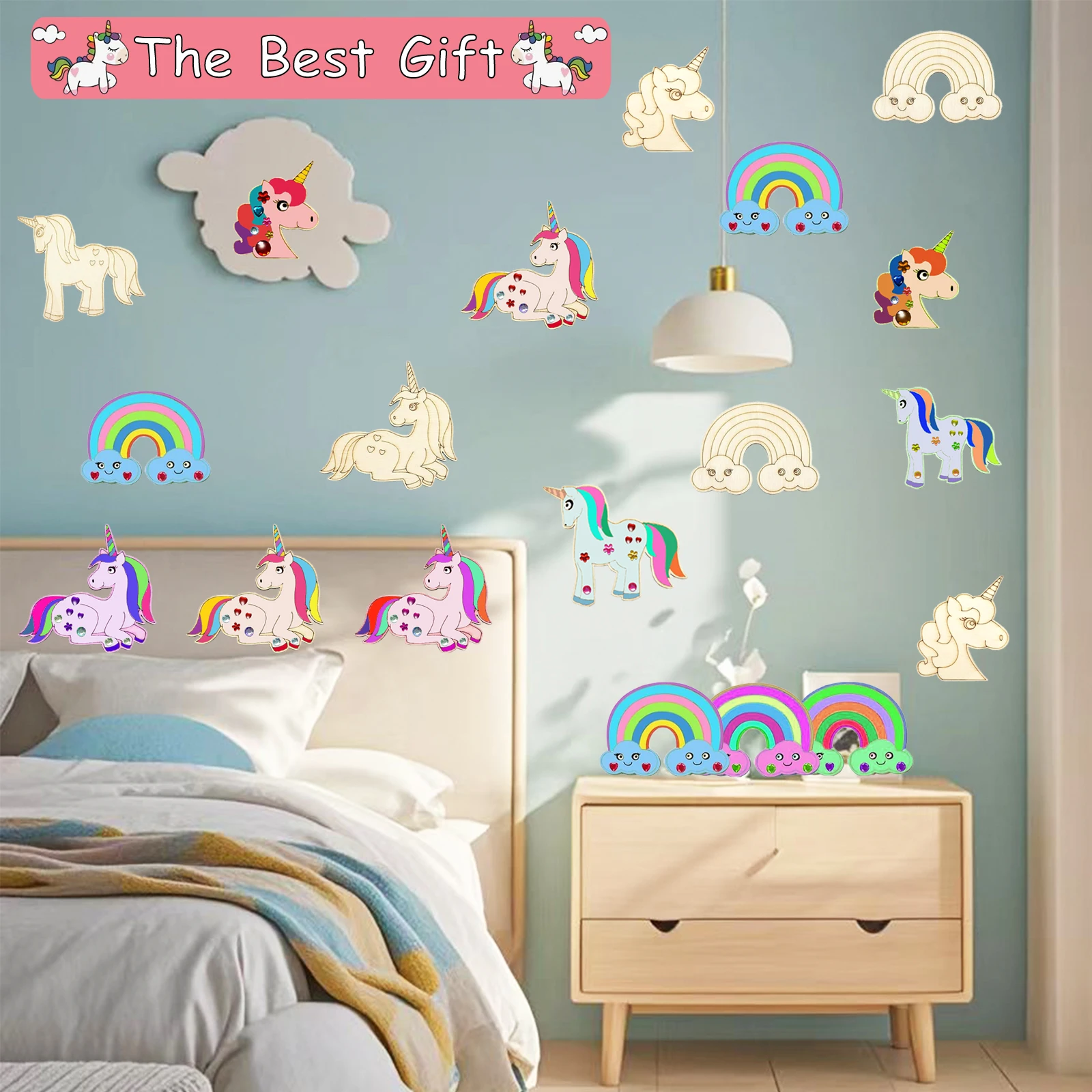 402-delige eenhoorn houten knutselset, eenhoorn knutselset, verjaardagsambachten, houtambachten maken, doe-het-zelf ambachten