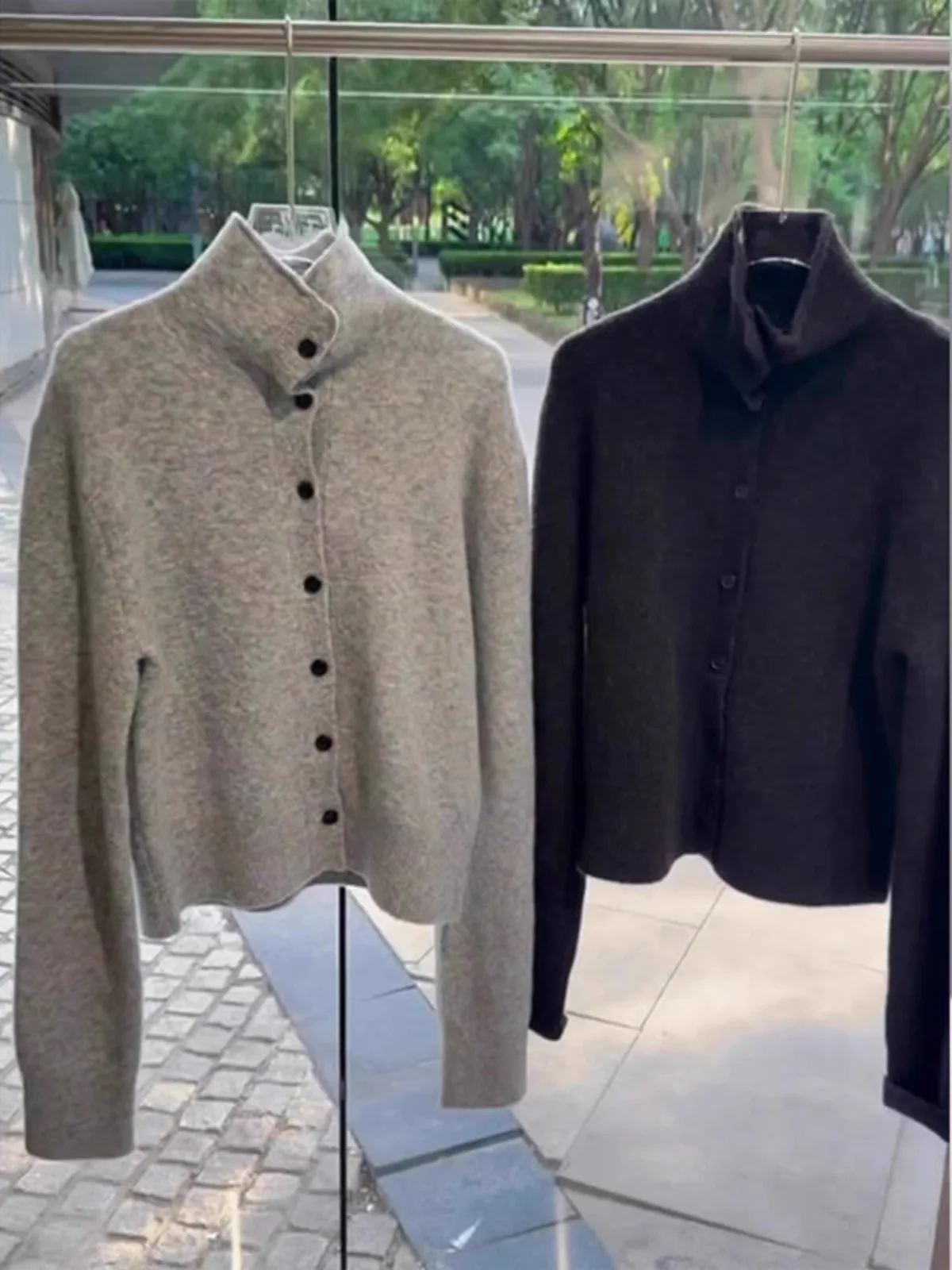 Ele ey Damenpullover mit hohem Kragen und einem Knopf, Jaet, einfache Sli-Frühlingsoberbekleidung für kleine Figuren, Anti-Aging