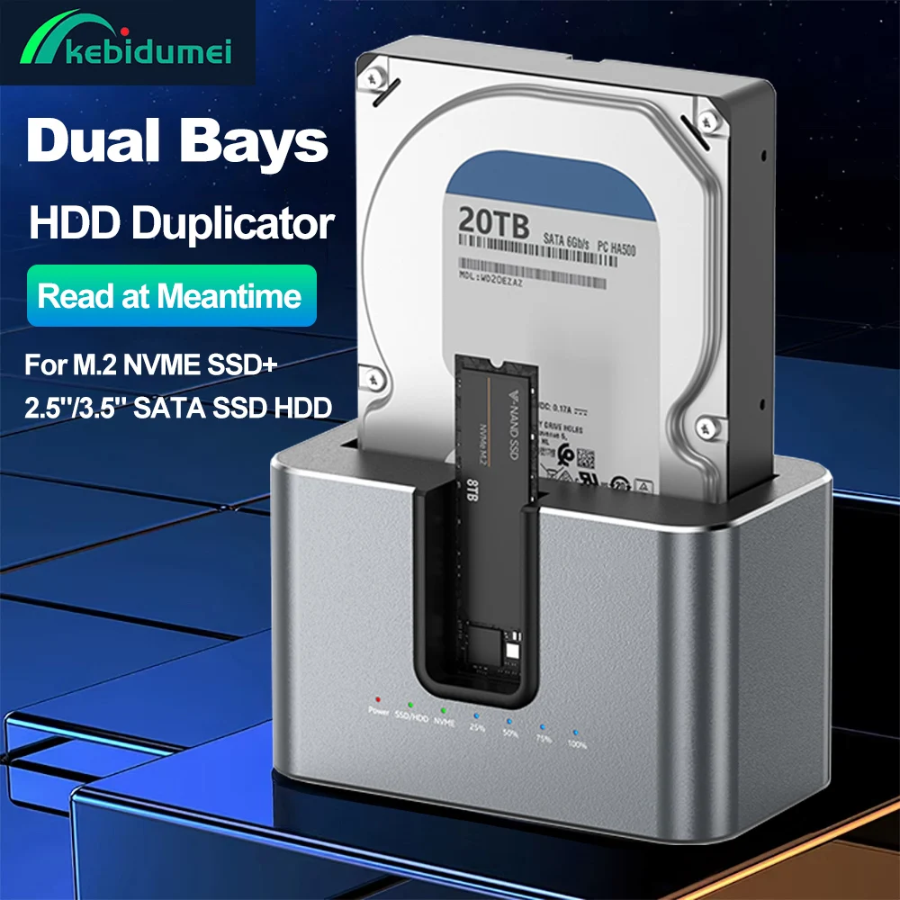 

Dual Bays HDD Docking Station SATA to USB 3.0 Adapter for 2.5 3.5 HDD Disk Case M.2 NVME SSD Enclosure HDD Clone Docking Station