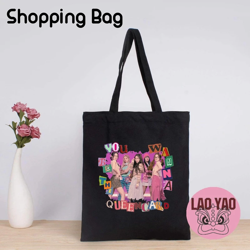 G-IDLE Kpop Shopper Bag per le donne borse di stoffa Totebag Tote Shopping estetica donna tela grande studente universitario nome personalizzato