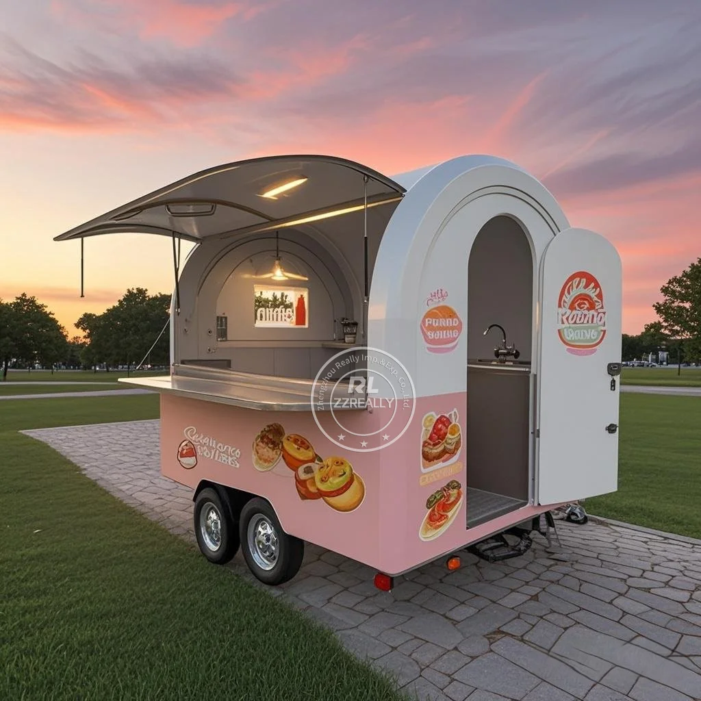 

Hot sale mobile food trailer food cat customized food trailer with display showcase food trailer