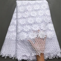 White Sequence Sequins Nigerian Cord Guipure Lace Fabric 2024 High Quality 5 Yards Water Soluble African Lace Fabric for Dress