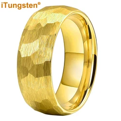 iTungsten 6mm 8mm Men Women Black Hammered Tungsten Carbide Ring Engagement Wedding Band Trendy Jewelry Domed Comfort Fit