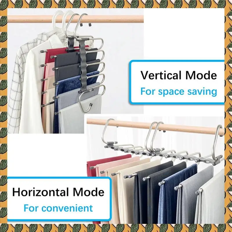 

Pants Hangers Space Saving - 2 Pack For Closet Multiple Layers Multifunctional Uses Easy To Use