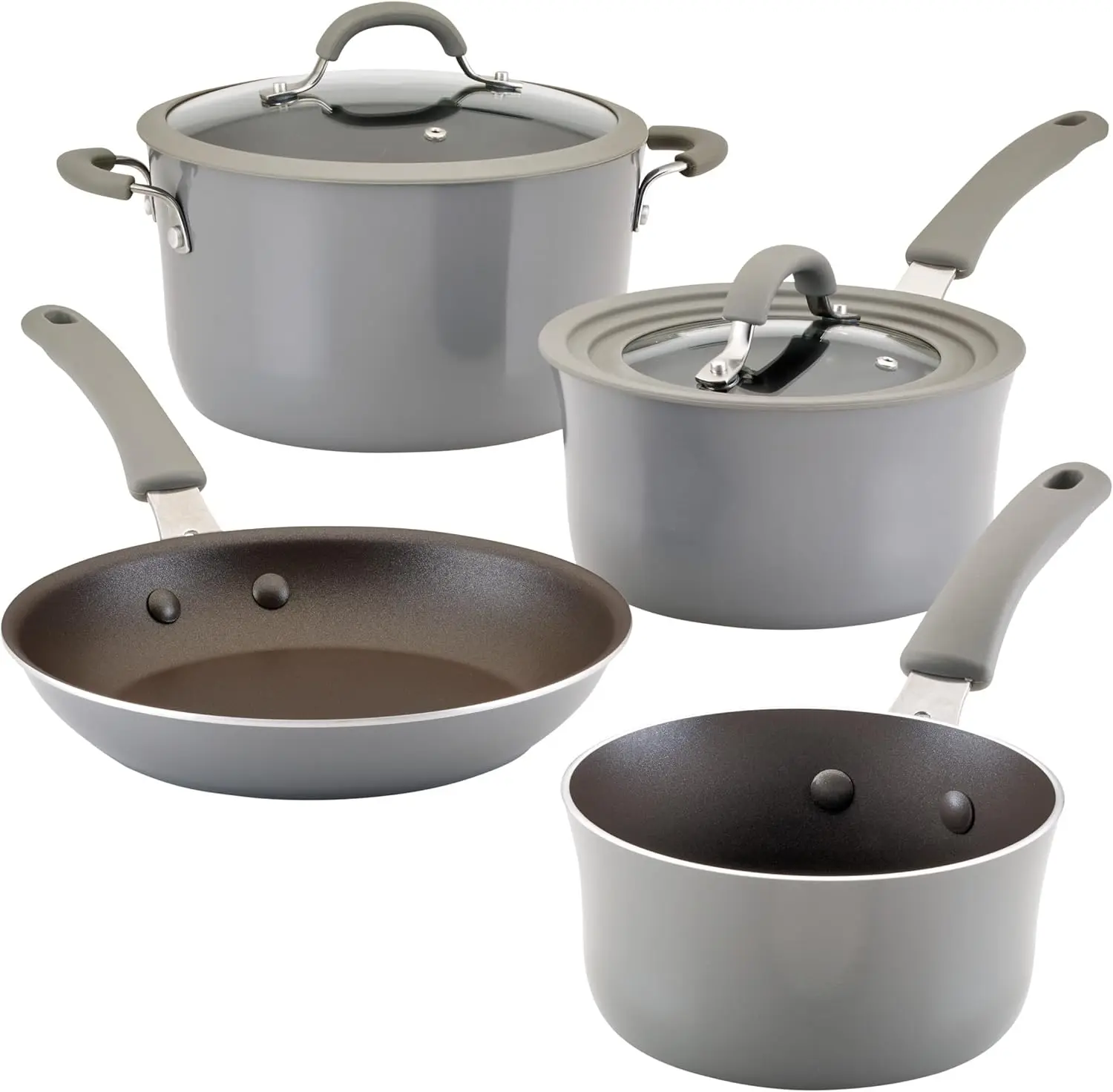 

Набор кастрюль и сковородок Cook + Create с антипригарным покрытием и универсальной крышкой, 6 предметов - серый