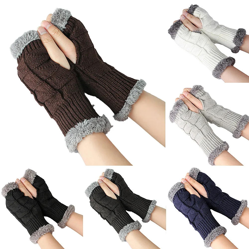 Sleeves Autumn Winter Cuffs Wool Thick Women Gloves Fashion Plush Knitted Famale Warm Soft Short Style Wrist Cuff Arm Warmer