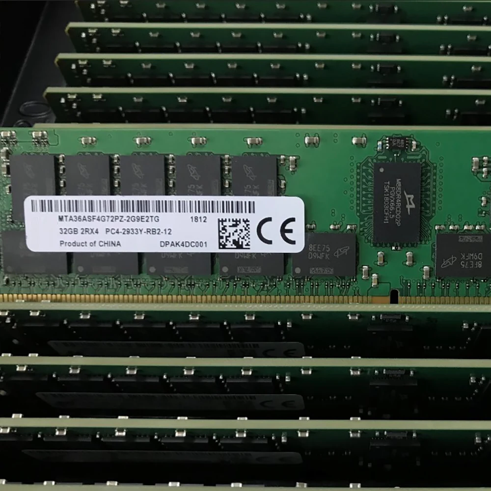 1 PCS RAM MTA36ASF4G72PZ-2G9E2 Para MT DDR4 RDIMM 32G 2RX4 2933 ECC REG PC4-23400 Memória de servidor