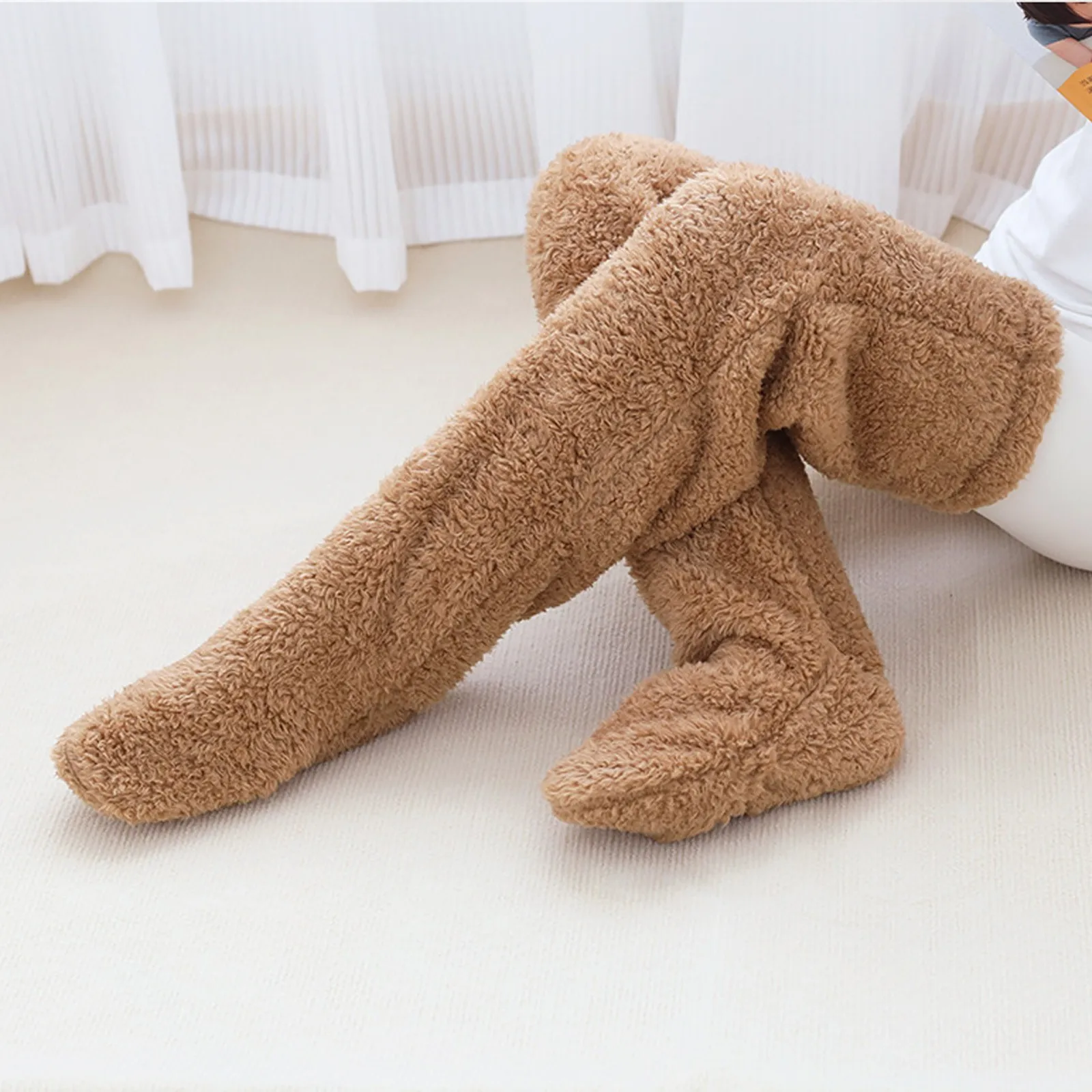 Calzini lunghi calzini caldi da pavimento in peluche per donna soffici calzini invernali da donna in pile corallo morbido per interni regalo di