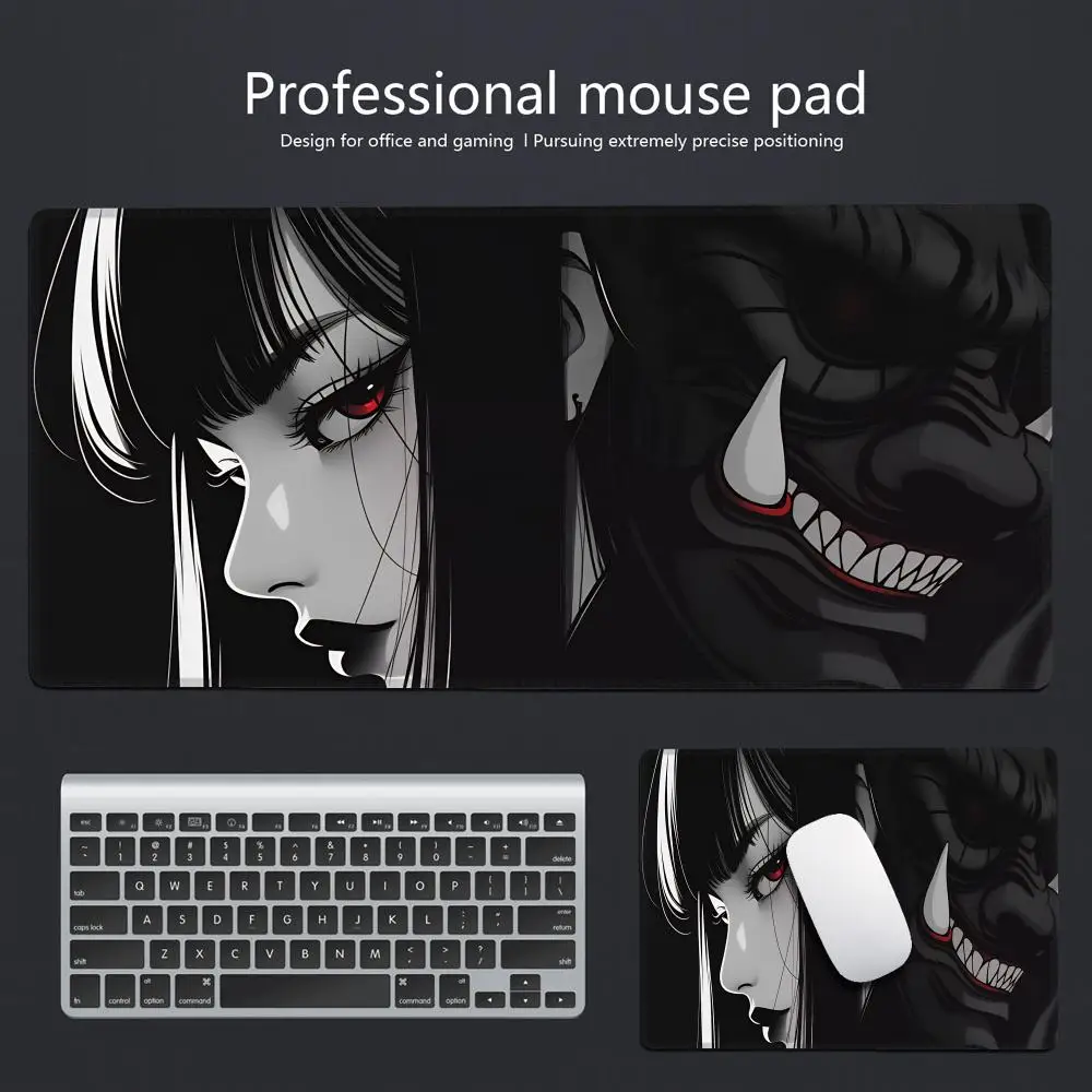 

HYBXAXC Mask anime girl Mouse Pad Large Computer Game Table Mats Rubber Anti-slip Gaming Keyboard Mousepads Long Desk Pads
