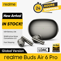 Global Version realme Buds Air 6 Pro Earphone Bluetooth 5.3 20H Battery Hi-Res LDAC 50dB Noise Reduction 2.0 Wireless Headphone