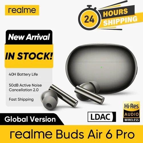 Versión Global realme Buds Air 6 Pro auricular Bluetooth 5,3 20H batería de alta resolución LDAC 50dB reducción de ruido 2,0 auriculares inalámbricos