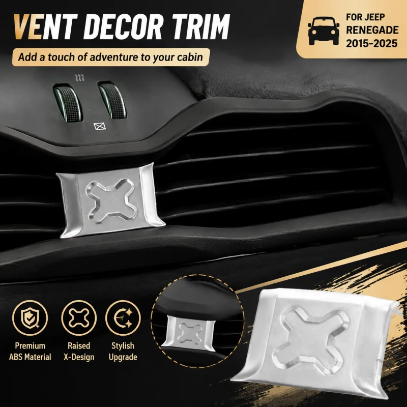 AC Outlet Vent Cover Sticker For Jeep Renegade 2015 - 2025 Car ABS Chrome Center Air Conditioning Trim Interior Accessories