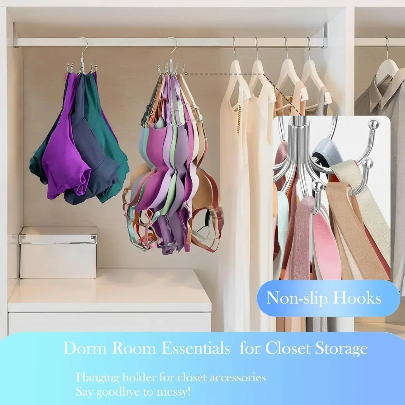 Rotatable Bra Organzier for Closet,Max 48 Storage Capacity Sport Bras Holder,Metal Space Saving Closet Organizers and Storage