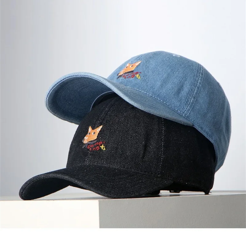 Women Men's Vintage Cap Cute Fox Embroidery Baseball Cap Unisex Snapback Hip Hop Hat Outdoor Sports Casual Dad Hats High Quality