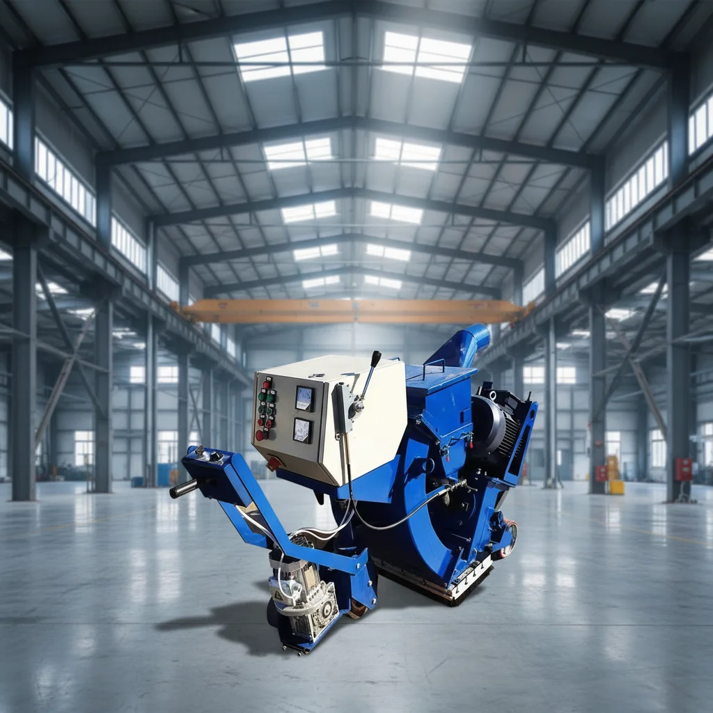 Factory Direct Shuolixing Steel Plate Rust Removal Road Shot Blasting Hand Push Mobile Machine 10kW Motor