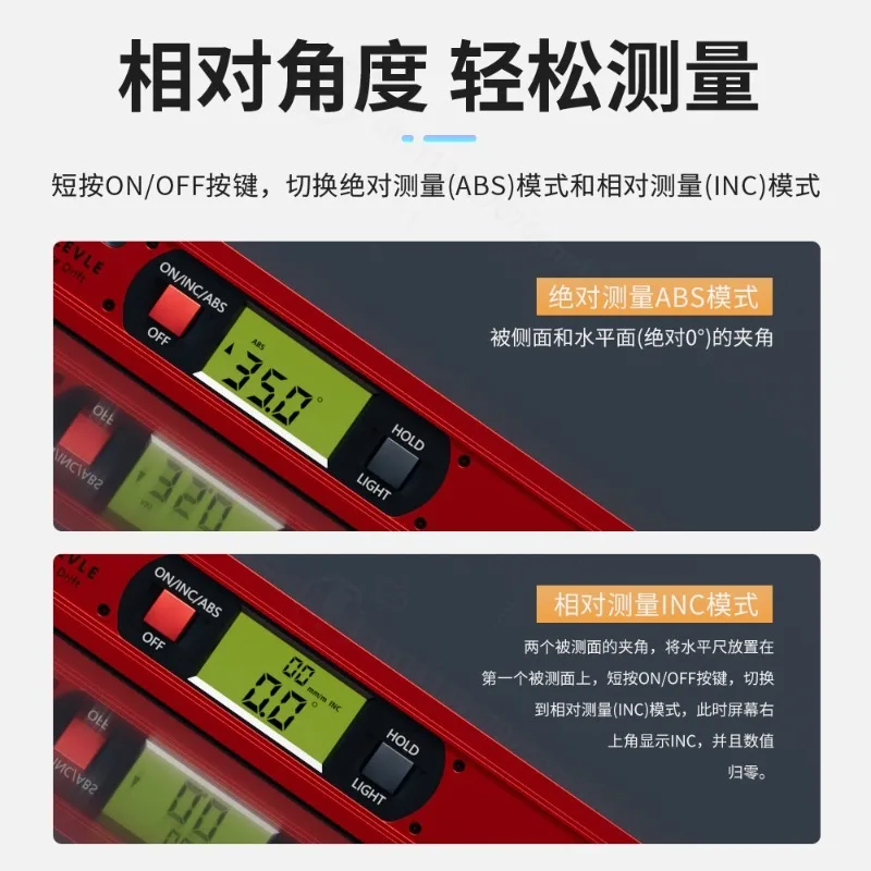 400mm High Precision Aluminum Alloy Digital Level Ruler LCD Display Angle Finder Inclinometer Slope Gauge Horizontal Measuring