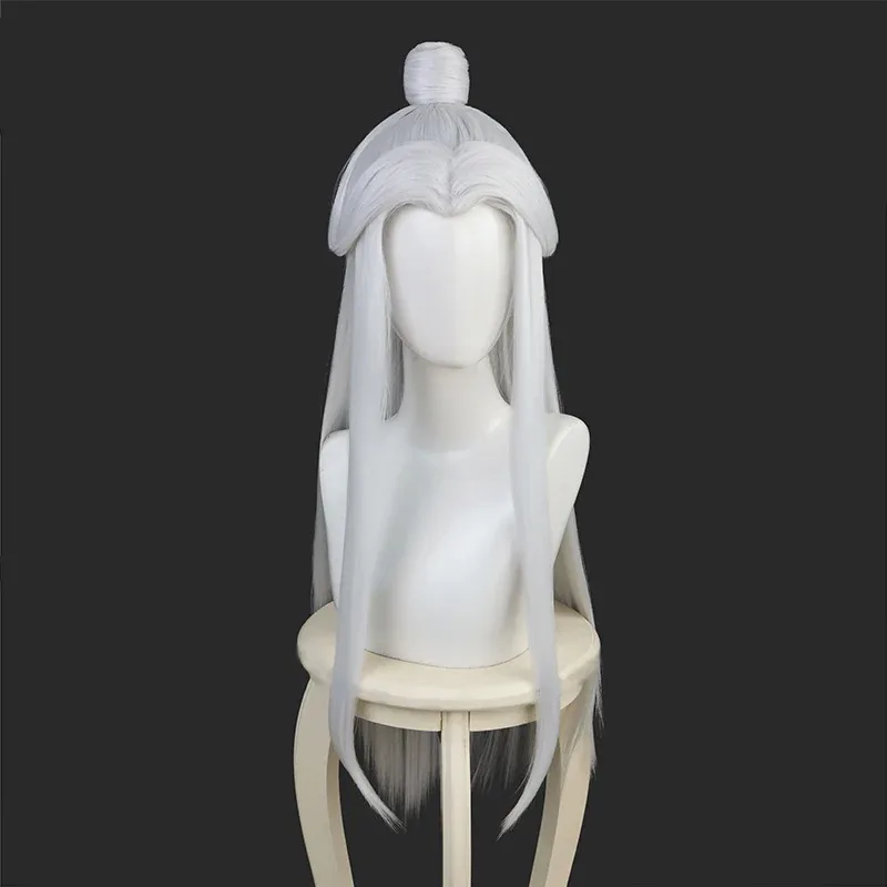 

dd12Bai Wuxiang Аниме Tian Guan Ci Fu Heaven Official's Blessing Косплей Термостойкие синтетические длинные белые волосы + бесплатная шапочка для парика