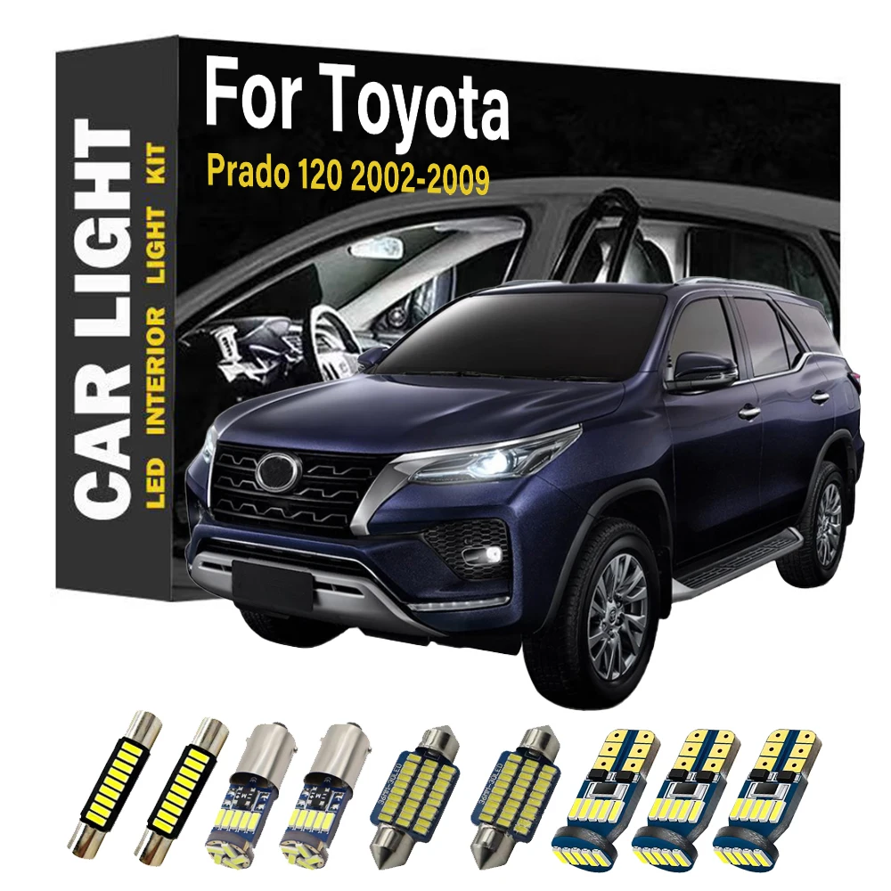 17Pcs LED Interior Dome Reading Map Light Bulb Kit For  Toyota Prado 120 LC120 2002 2003 2004 2005 2006 2007 2008 2009 Complete