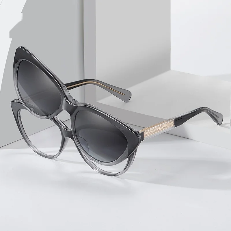 Magnet Clip On Optical Myopia Glasses Women Driving UV400 Sunglasses With Anti Blue Ray Prescription Reading Glasses for Woman