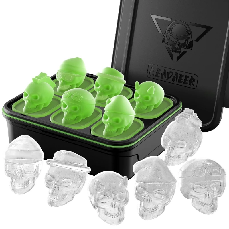 Skull Ice Cube Silicone Creative Bar Home Personalized Diy Handmade Ice Cube with Lid Mold 3d