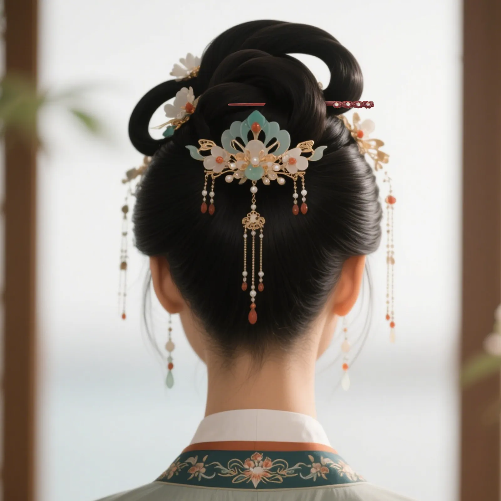 

Винтажная заколка для волос из красного сандалового дерева, китайская шпилька, классический азиатский стиль, палочки для волос, женский держатель для пучка Ханьфу, элегантный двойной дизайн