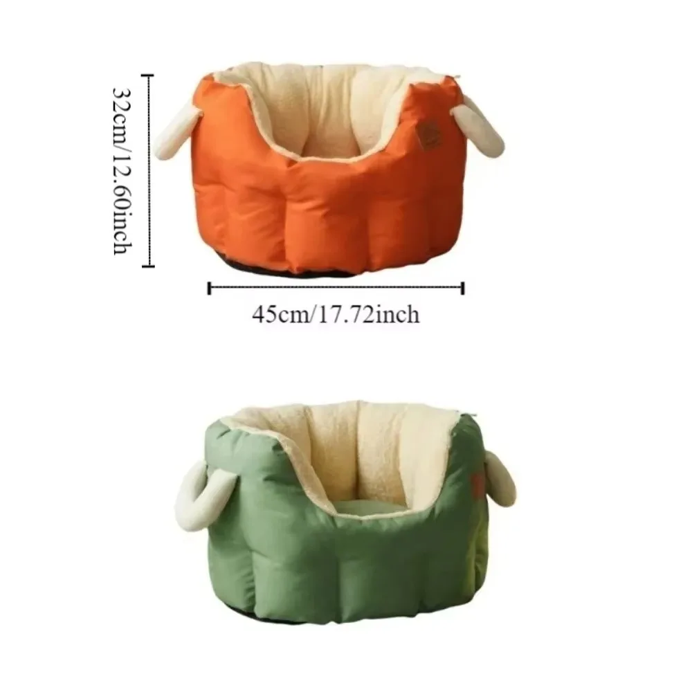 FurstarLarge Thickened Car Pet Bed Soft Comfortable Cat Outdoor Bag Bull Horn Buckle Warm Cat Carry Bag Car Use
