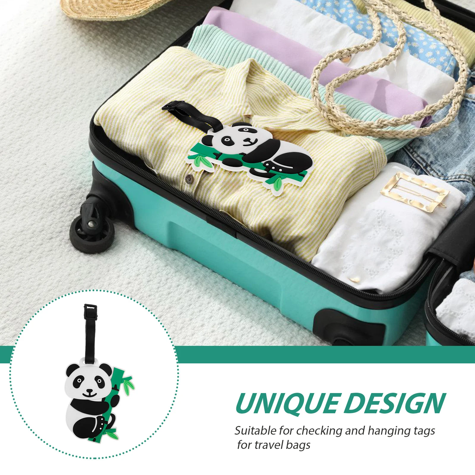 علامات أمتعة الباندا المتينة لحقائب السفر، علامة أمتعة السفر، تصميم فريد من نوعه، حجم صغير، علامة أمتعة سهلة التعرف