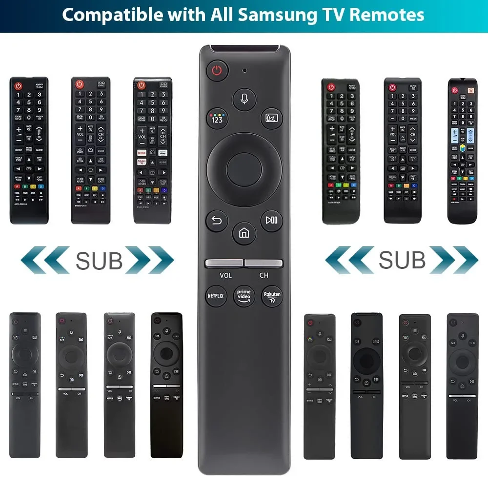 Voice Remote Control BN59-01330B for Samsung Smart TV LED QLED 4K 8K UHD HDR Curved with Netflix, Prime Video,TV Plus Button