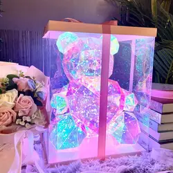 Holiday Gift Box Packaging Creative Colorful Glowing Bear Toy Girl Valentine Day Furniture Decoration Kawaii Women Accessories